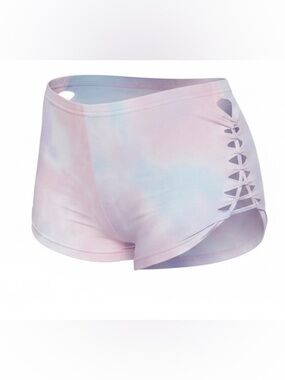 Dolls Kill Pastel Tie-Dye Lace-Up Shorts With Matching Stockings